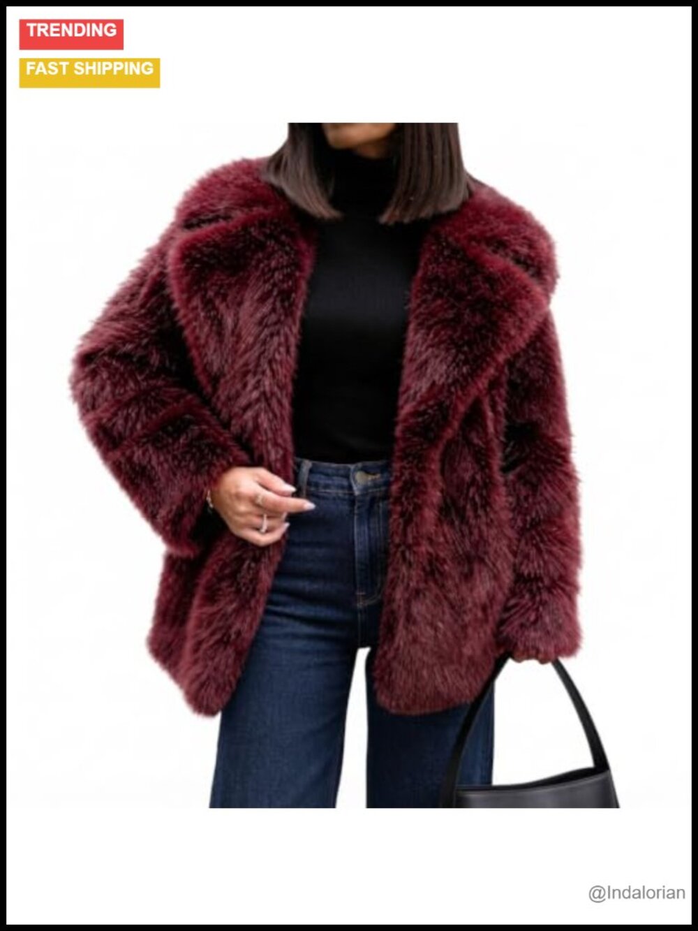Faux Fur Coat Warm Fluffy Lapel Shaggy Winter Long Fur Jacket for Women
